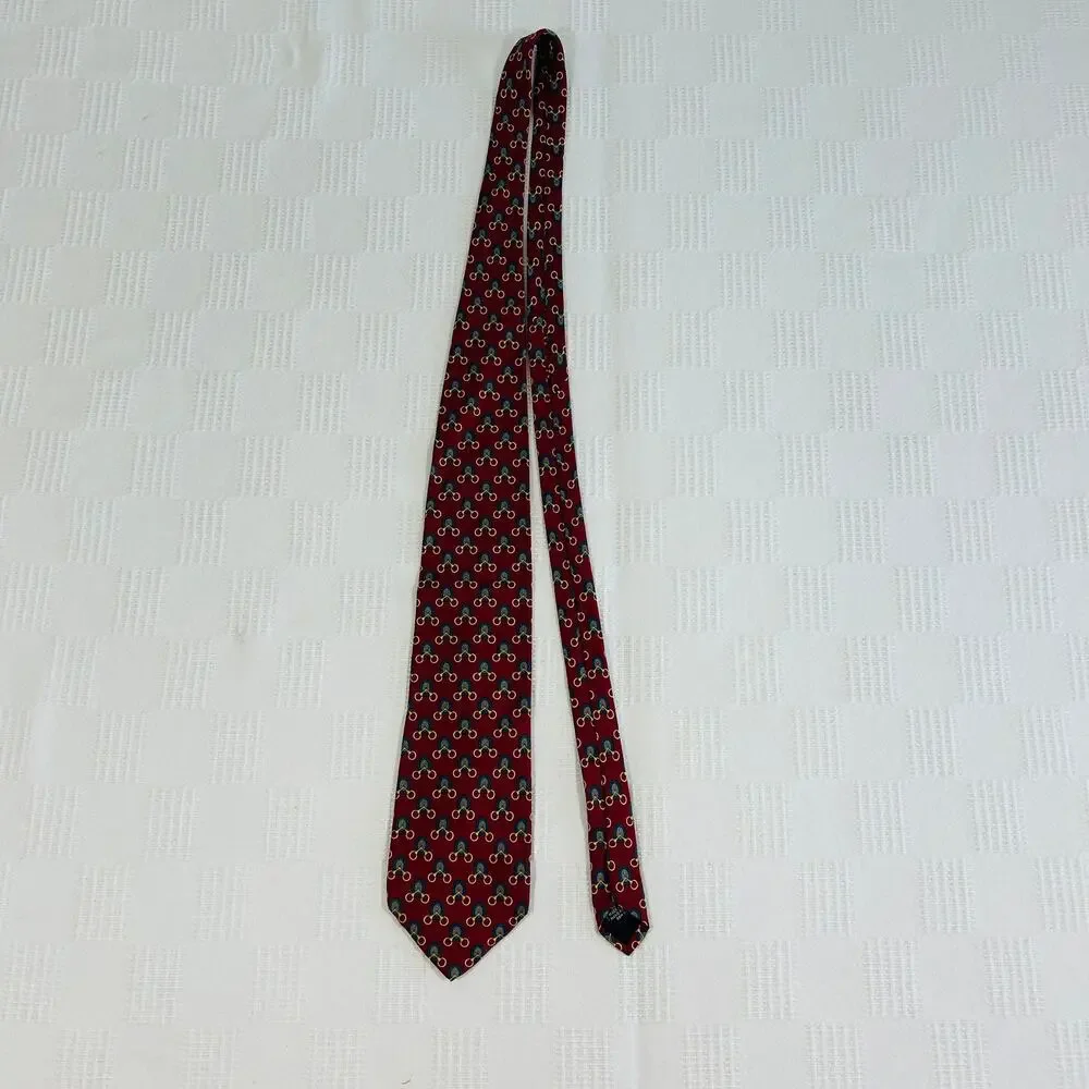 Paulo Gucci Red Blue Gold Mens Necktie 100% Silk Hand Finished